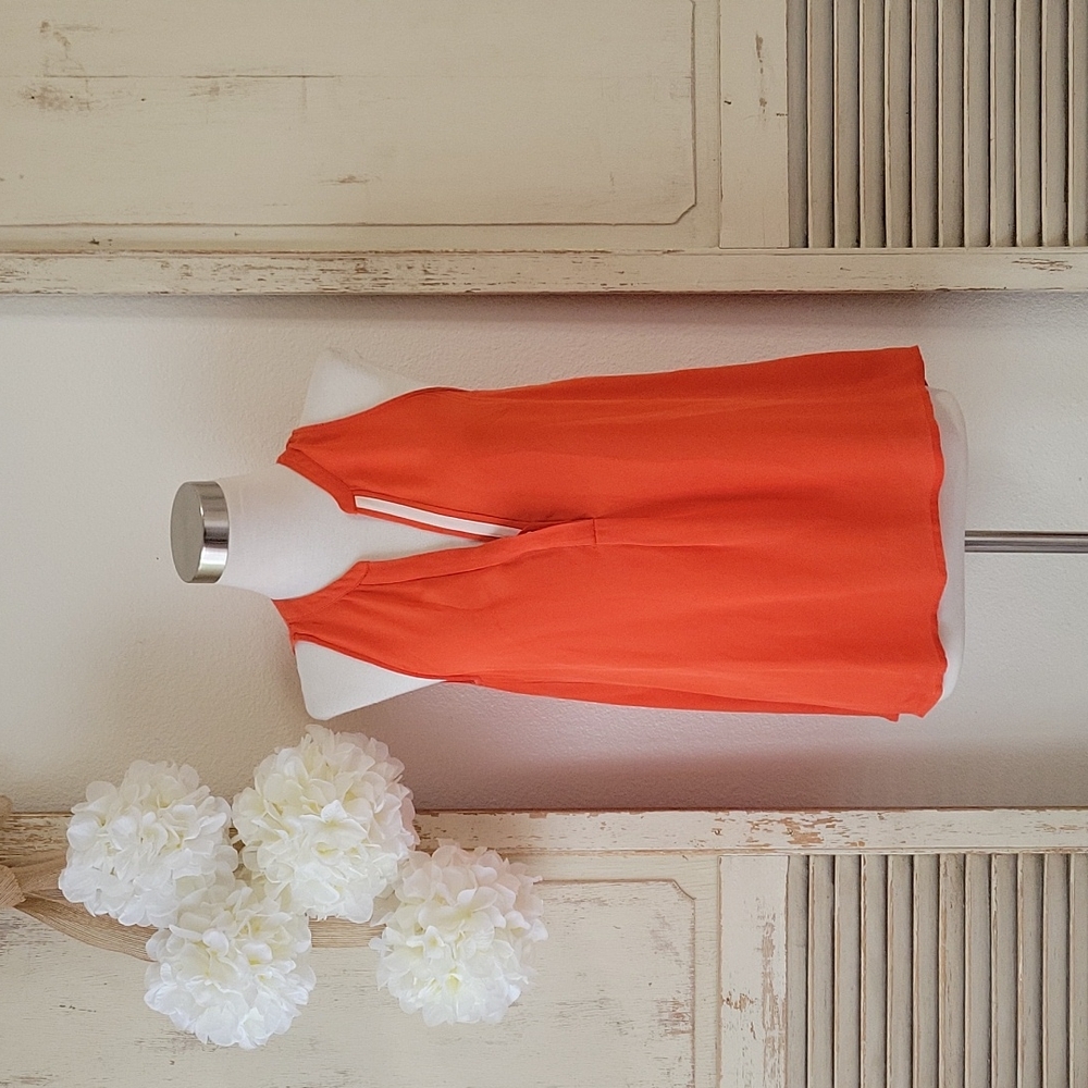 Joie Aruna 100% silk chiffon, contrast trim, sleeveless top women's size XS